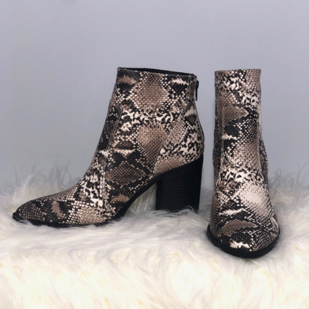 Snake print booties